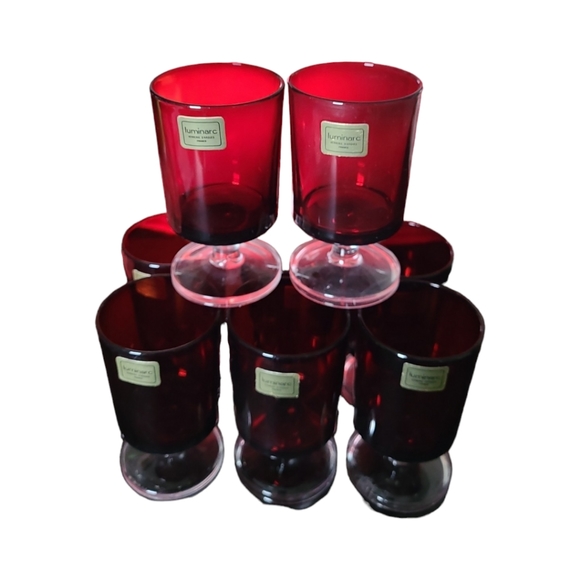 Vintage Luminarc Arcoroc France Ruby Red Stemmed Glass Goblet 4" - Picture 5 of 9